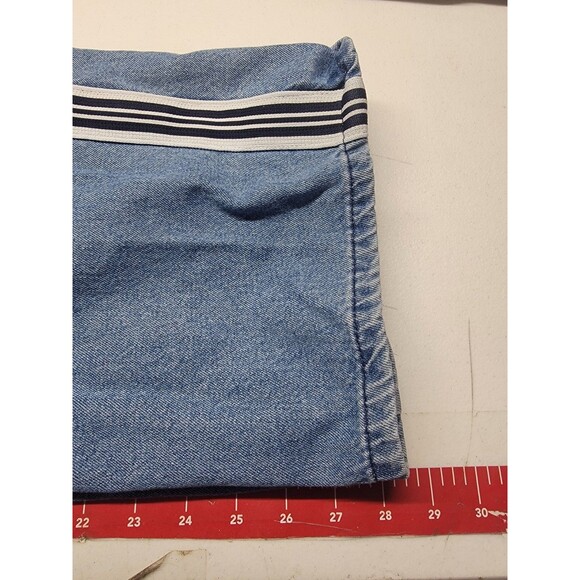 Blue Lace Up Mid Rise Flare Leg Side Stripes Y2K Rare Jeans Size 9 - Picture 8 of 10